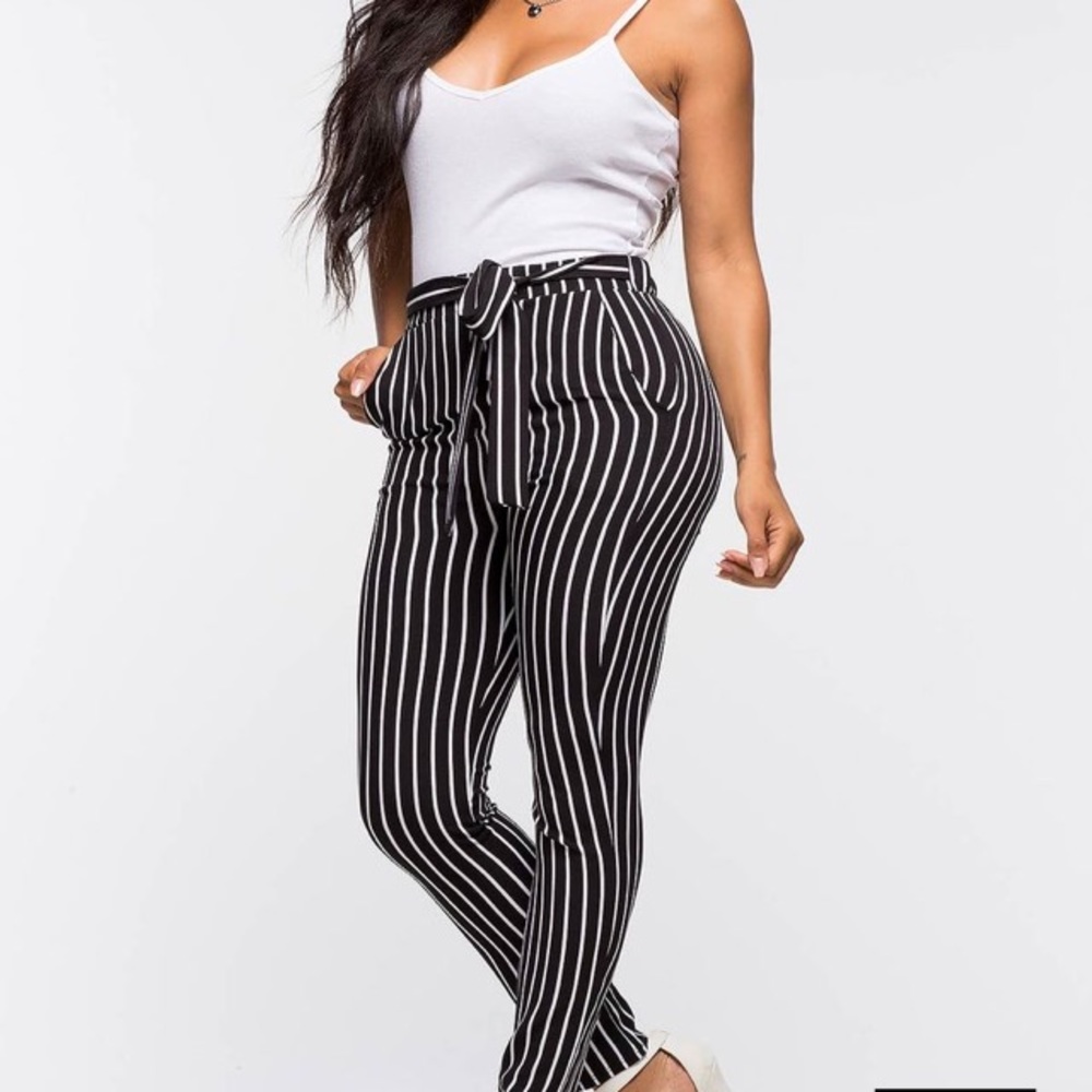 Black and white striped pants brand new